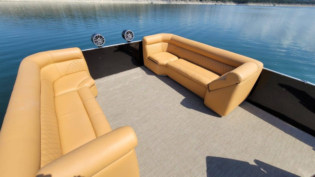 19 passenger 31ft Skyfall luxury tritoon with slide on Lake Travis