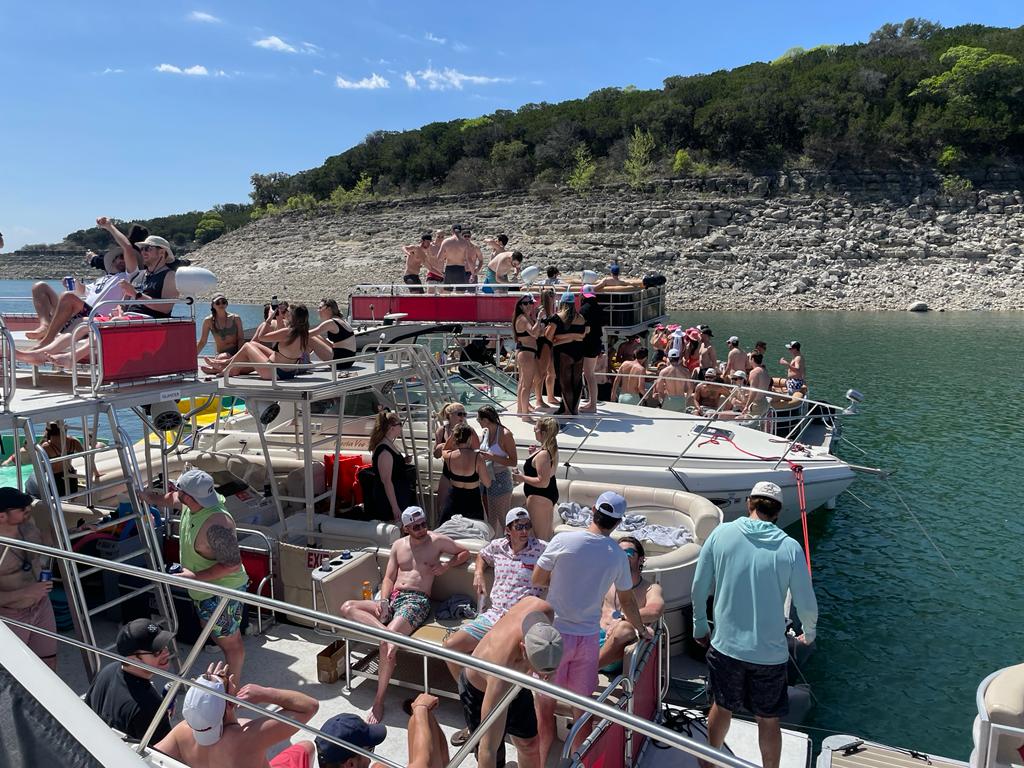 People at a Bachelor and Bachelorette Party on Lake Travis 