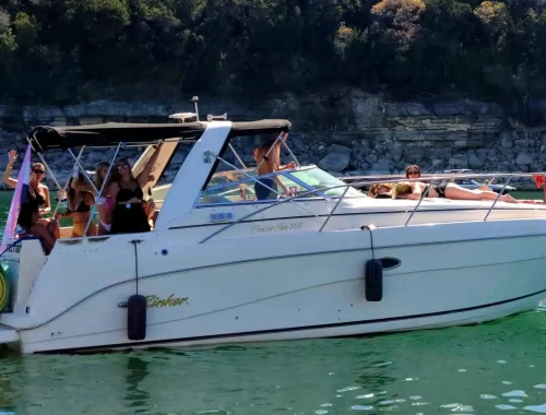 Yacht-named-SPECTRE-13-passenger-31ft-yacht-at-Lake-Travis-Yacht-Rentals Party Yacht in Devil's Cove for 13 passengers, yacht is named SPECTRE